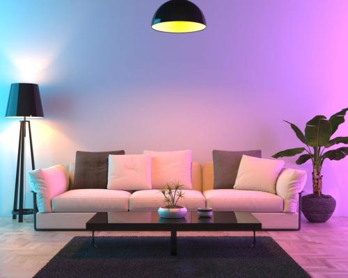 Four different color lights set up - 3D render